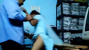 Andhra Lady Almost Caught By Boss Having Risky Sex At Work