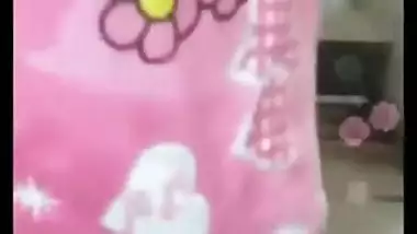 Naughty Indian girl sneaks in bathroom for sex video chat with XXX friend