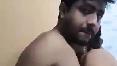 Pervert enjoys bathroom sex with his big boob GF