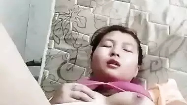Nepali girl masturbating using big cucumber