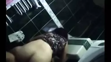 Lewd pair have a fun a quick hardcore fuck in their allies bathroom