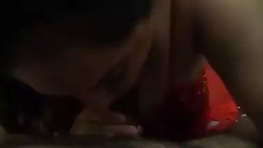 Horny Bhabhi in Red Nighty oral