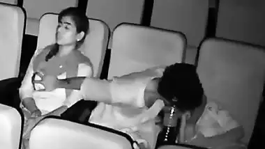 Threesome romance in theatre caught in night vision