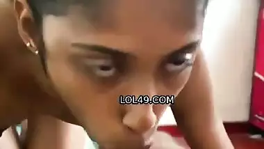 Slim wife licking dick and blowjob like a pro slut