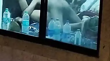 Caught through the window in hotel with bhabhi pussy lick