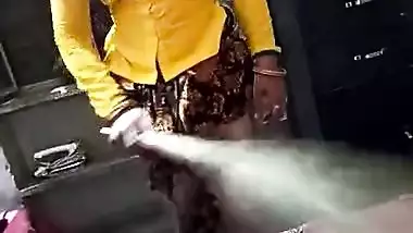 Tharki malik recording nude ass of maid during work