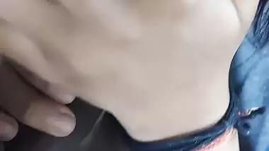 Cute girlfriend outdoor blowjob to boyfriend POV clip