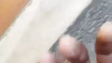 Young maid nude bath and drying her body with towel