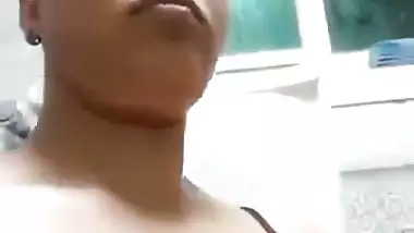 Tall girl stripping bra and standing nude viral selfie