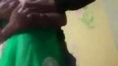 Girlfriend in saree lets boyfriend press her big boobs