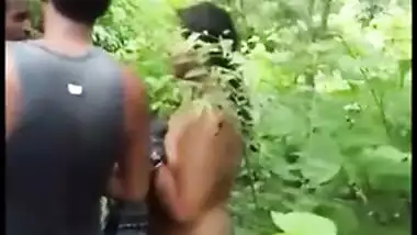 Husband caught wife nympho fuck with lover outdoor in jungle, XXX Desi mms