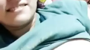 Cute girl huge boobs playing viral selfie video