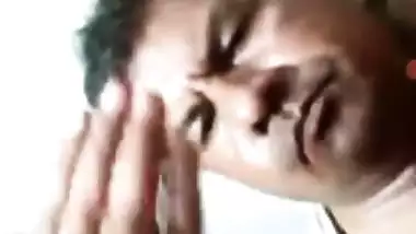 Old man enjoys a nude video call with another couple