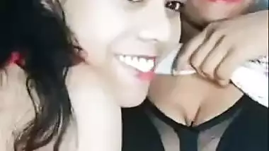 Two girls record their desi lesbian porn during a live show